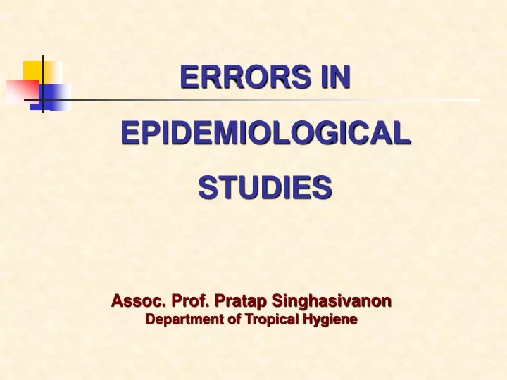 errors in epidemiological studies