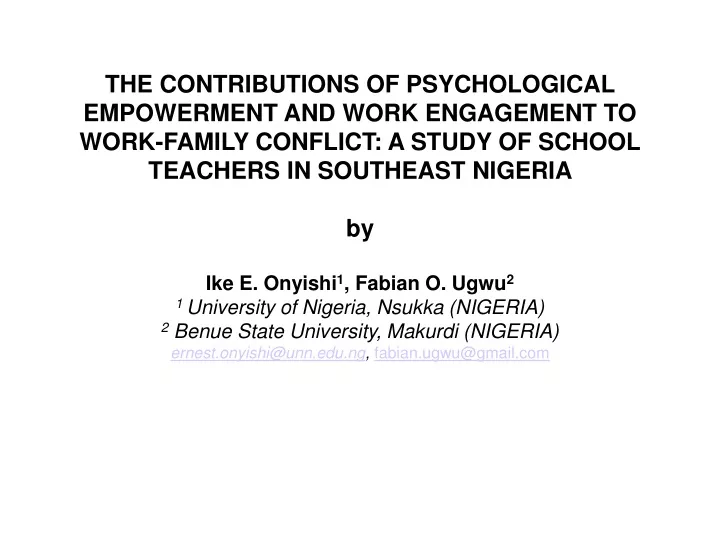 the contributions of psychological empowerment