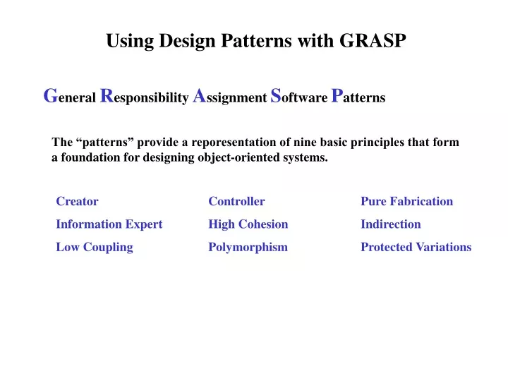 using design patterns with grasp
