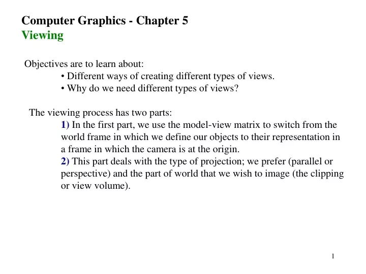 computer graphics chapter 5 viewing