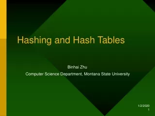 Hashing and Hash Tables