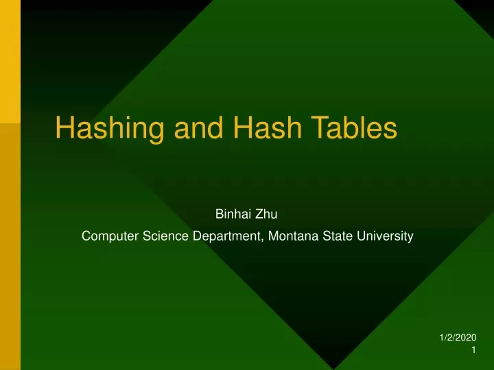 hashing and hash tables