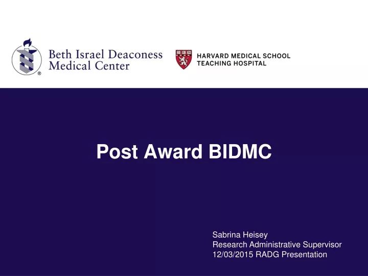 post award bidmc