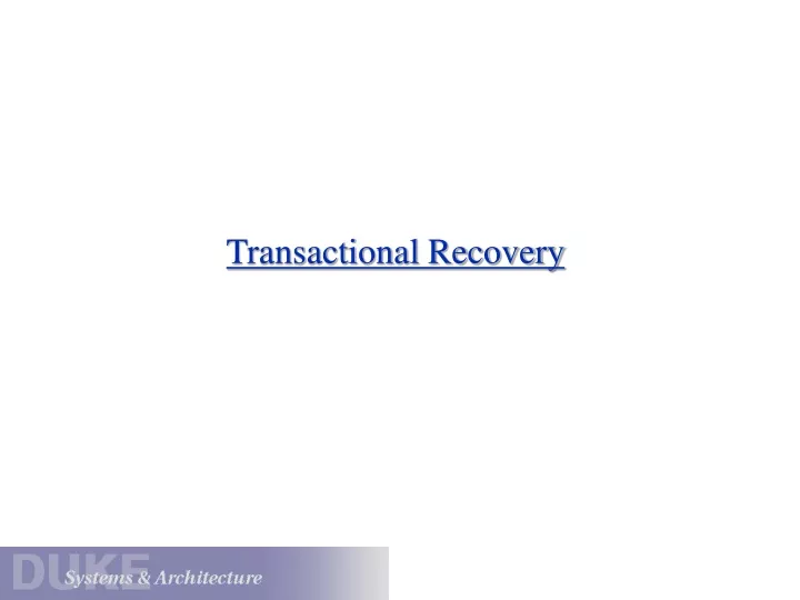 transactional recovery