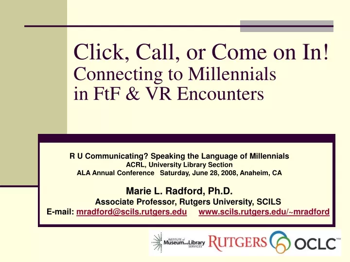 click call or come on in connecting to millennials in ftf vr encounters