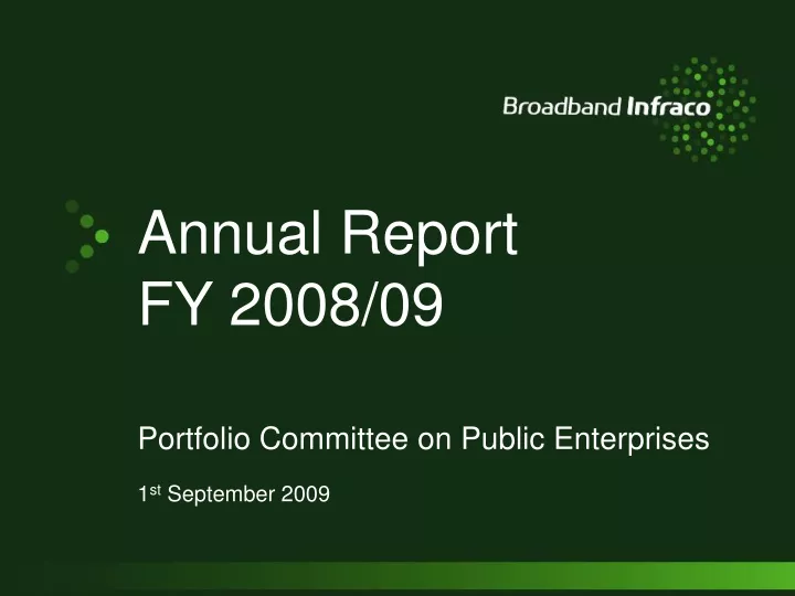 annual report fy 2008 09 portfolio committee