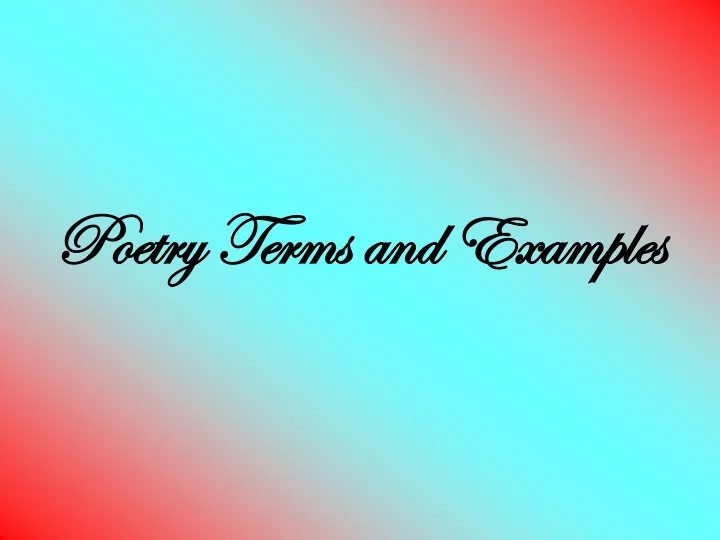 poetry terms and examples