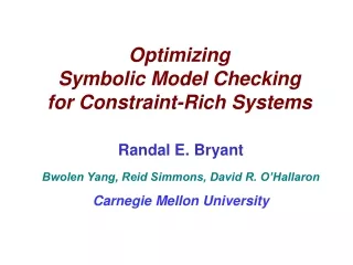 Optimizing  Symbolic Model Checking for Constraint-Rich Systems