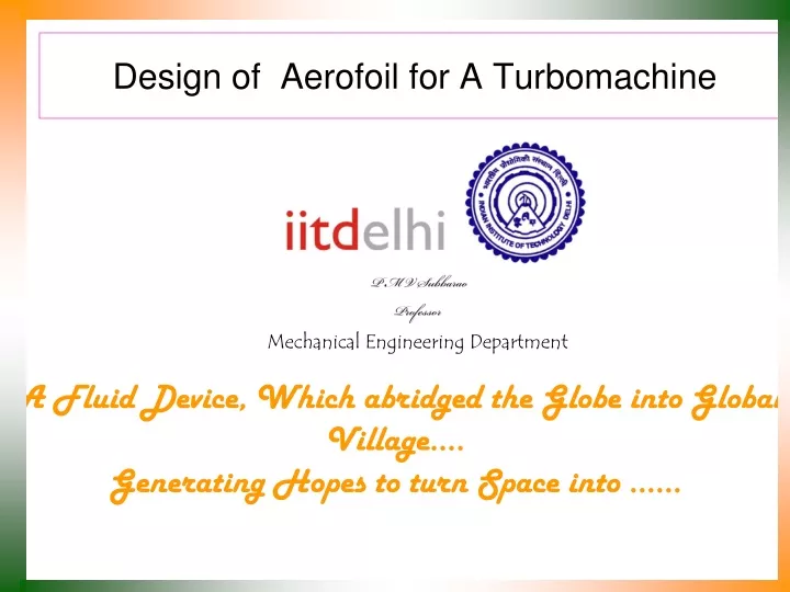 design of aerofoil for a turbomachine