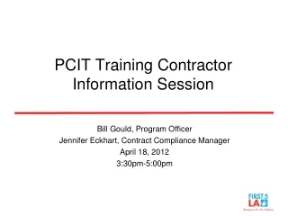 PCIT Training Contractor Information Session