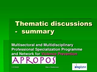 Thematic discussions -  summary