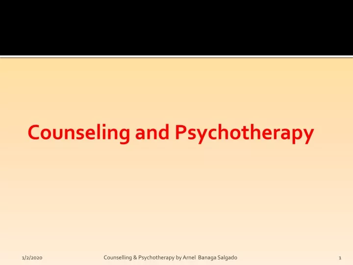 counseling and psychotherapy