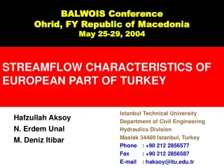 STREAMFLOW CHARACTERISTICS OF EUROPEAN PART OF TURKEY