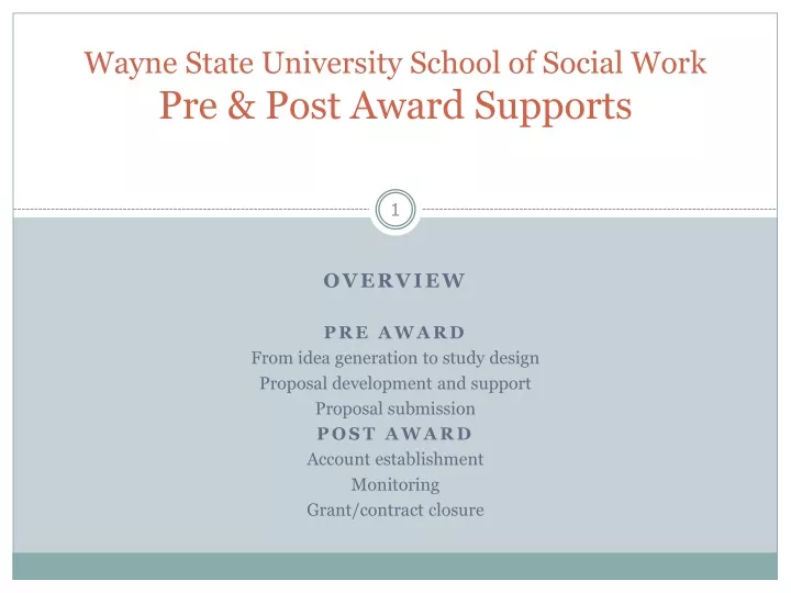 wayne state university school of social work pre post award supports