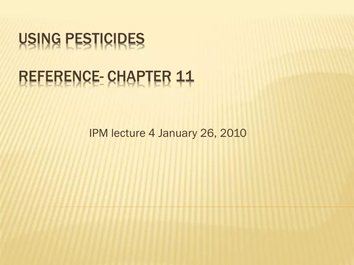 ipm lecture 4 january 26 2010