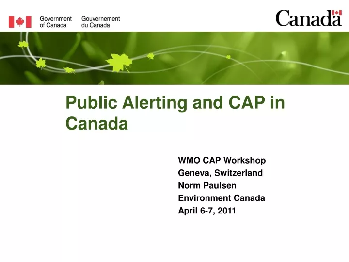 public alerting and cap in canada