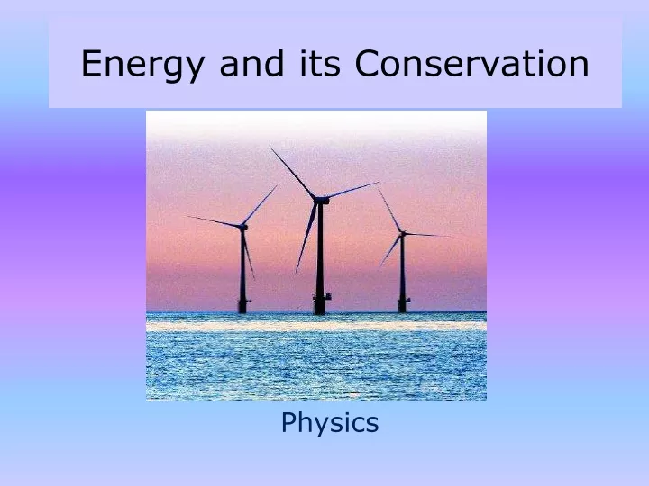 energy and its conservation