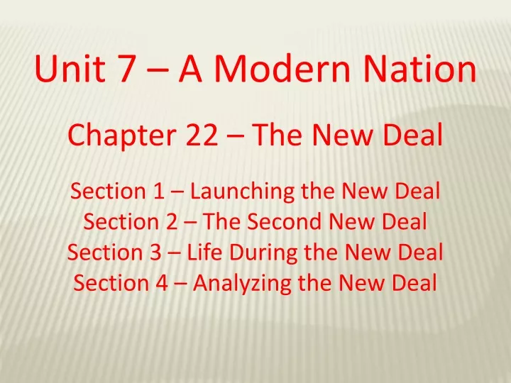 unit 7 a modern nation chapter 22 the new deal