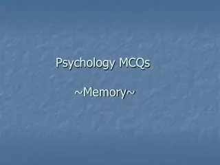 Psychology MCQs  ~Memory~