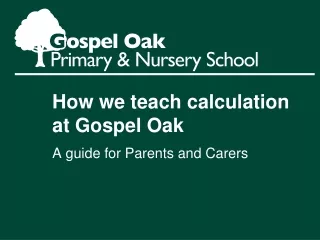 How we teach calculation at Gospel Oak