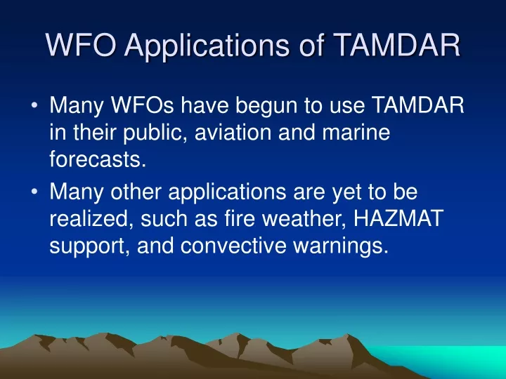 wfo applications of tamdar
