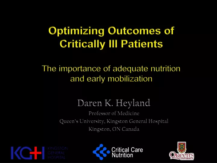 optimizing outcomes of critically ill patients