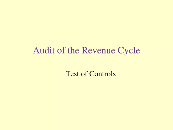 audit of the revenue cycle