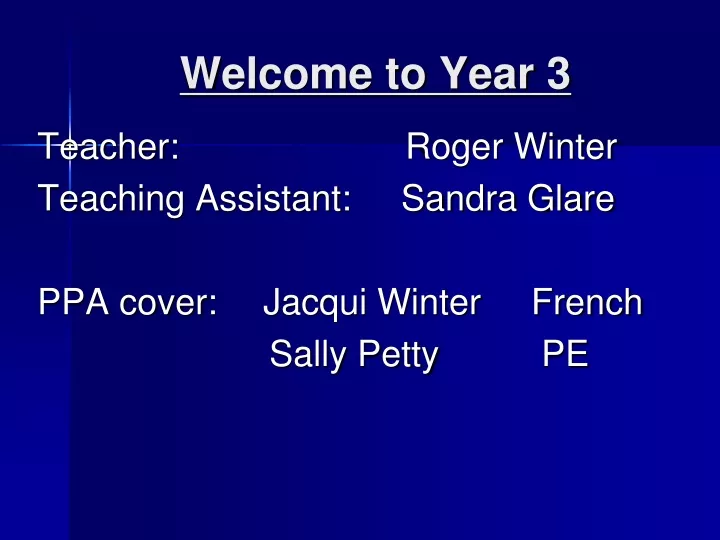 welcome to year 3