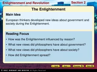 Reading Focus How was the Enlightenment influenced by reason?