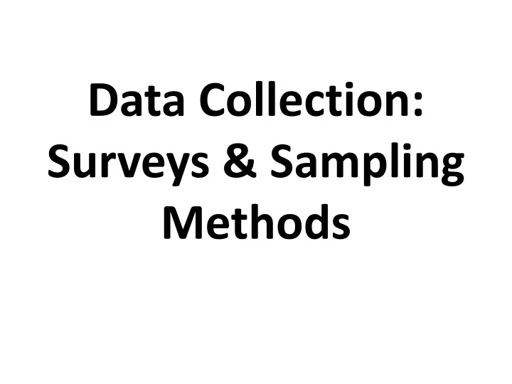 data collection surveys sampling methods