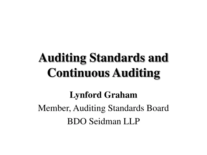 auditing standards and continuous auditing