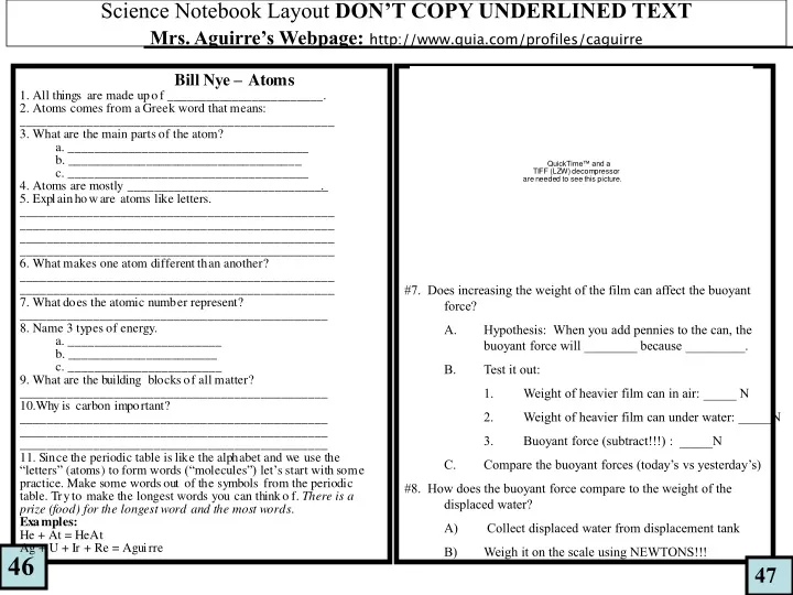 science notebook layout don t copy underlined