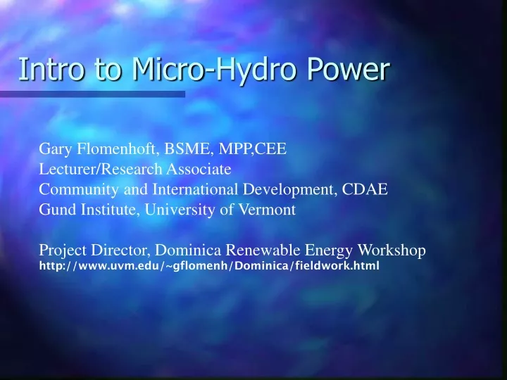 intro to micro hydro power