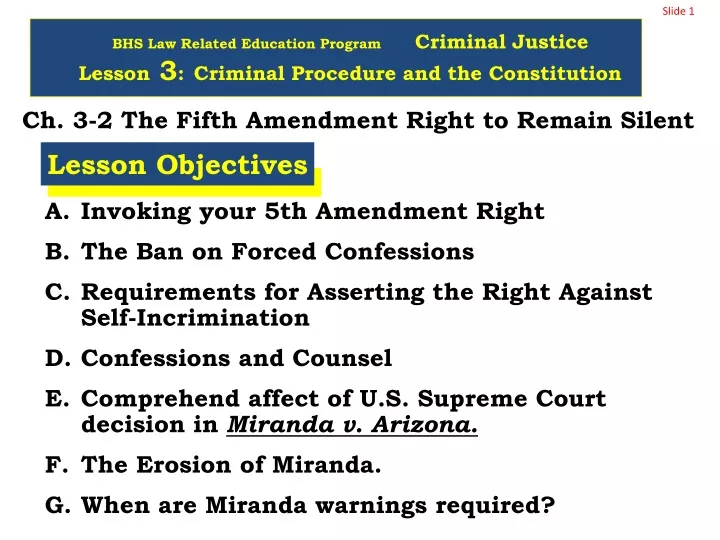 ch 3 2 the fifth amendment right to remain silent