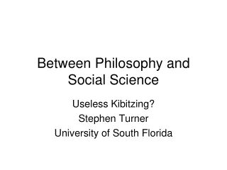 Between Philosophy and Social Science