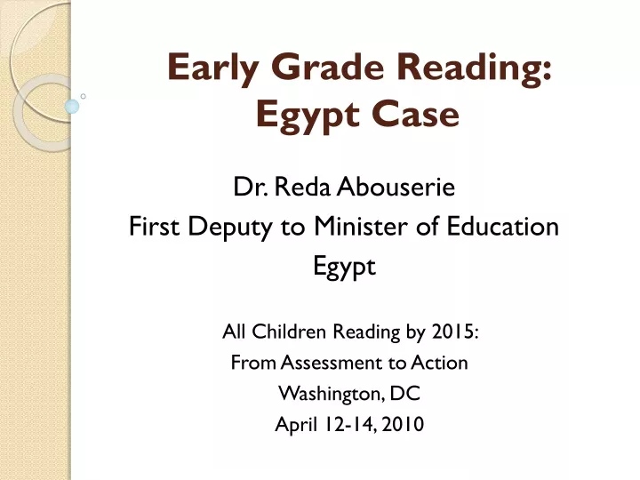 early grade reading egypt case