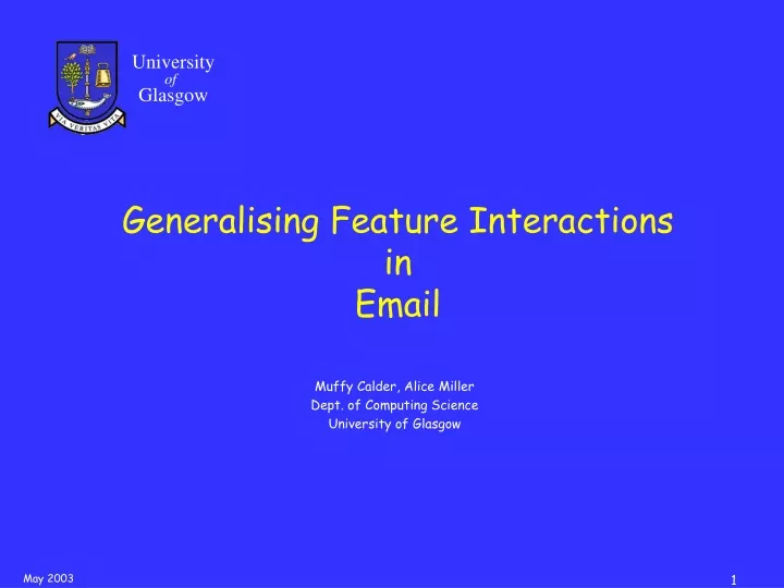 generalising feature interactions in email