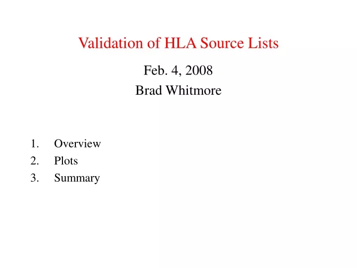 validation of hla source lists