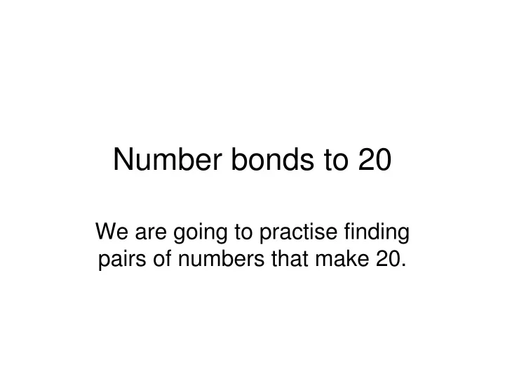 number bonds to 20
