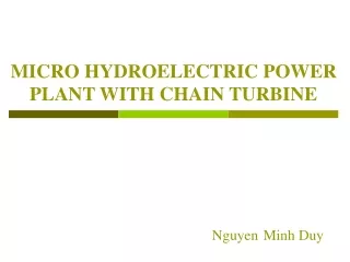 MICRO HYDROELECTRIC POWER PLANT WITH CHAIN TURBINE