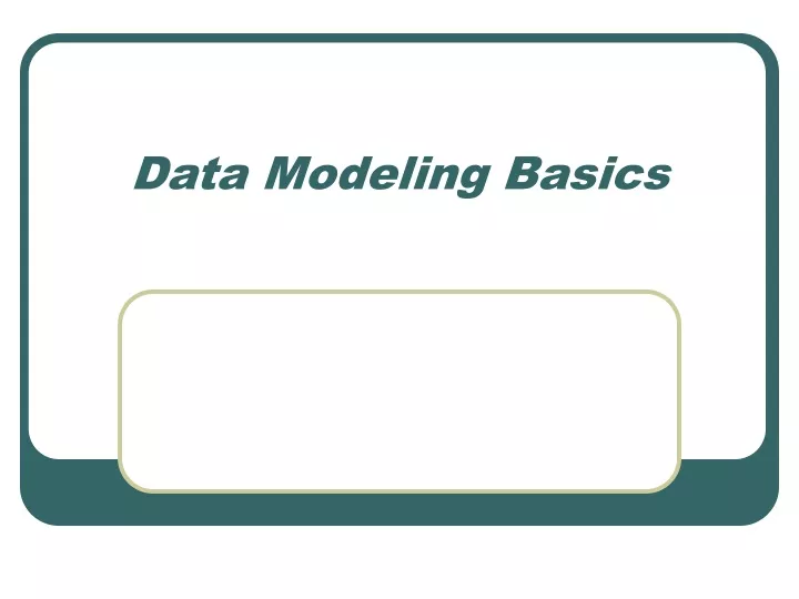 data modeling basics
