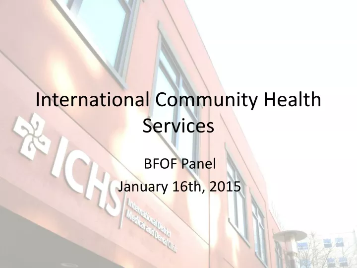 international community health services