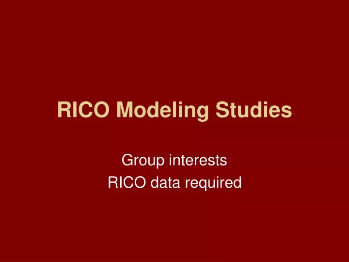 rico modeling studies