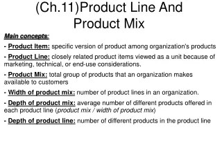 (Ch.11)Product Line And Product Mix