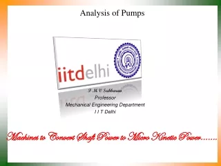 Analysis of Pumps