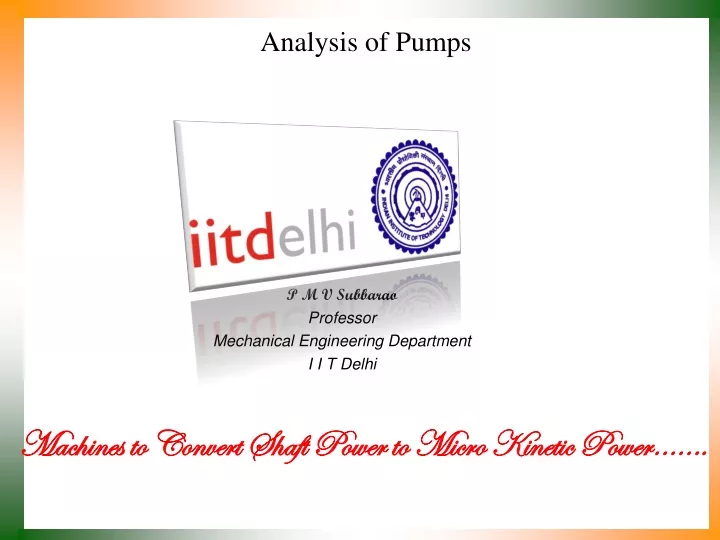analysis of pumps