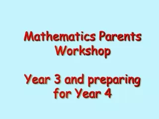 Mathematics Parents Workshop  Year 3 and preparing for Year 4
