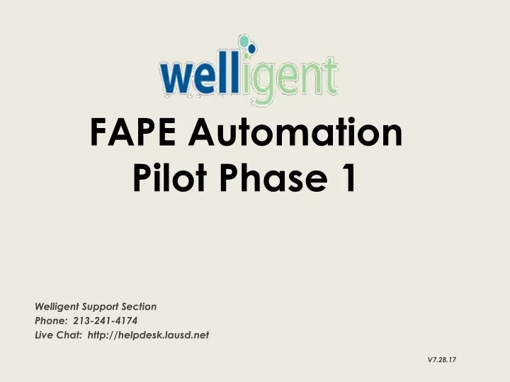 fape automation pilot phase 1
