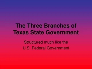 The Three Branches of  Texas State Government