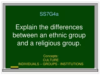 SS7G4a Explain the differences between an ethnic group  and a religious group.